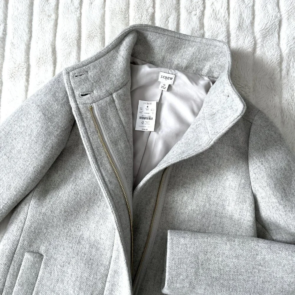 NWT J. Crew Wool-Blend City Coat Peacoat (Gray) 0